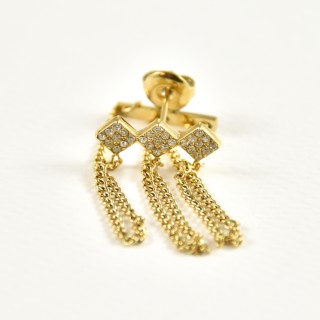 PUCE CARRES STRASS CHAINETTE ACIER INOXYDABLE GOLD PETIT PRIX
