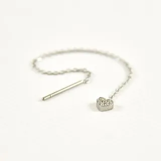 PUCE CHAINETTE TIGE COEUR STRASS ACIER INOXYDABLE SILVER PETIT PRIX