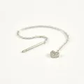 PUCE CHAINETTE TIGE COEUR STRASS ACIER INOXYDABLE SILVER PETIT PRIX