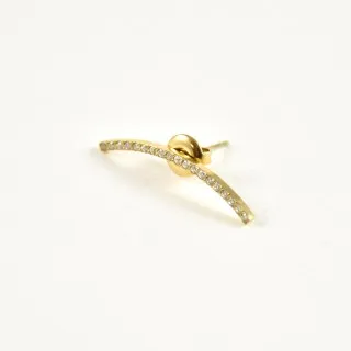PUCE LIGNE COURBEE STRASS ACIER INOXYDABLE GOLD PETIT PRIX
