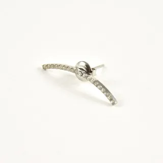 PUCE LIGNE COURBEE STRASS ACIER INOXYDABLE SILVER PETIT PRIX