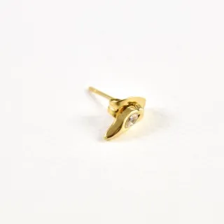 PUCE ALLONGEE OEIL STRASS ACIER INOXYDABLE GOLD PETIT PRIX
