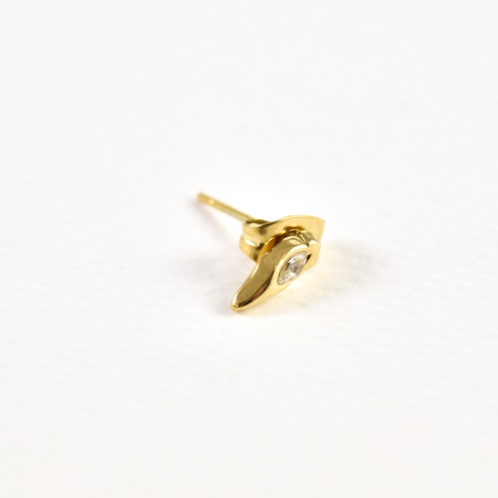 PUCE ALLONGEE OEIL STRASS ACIER INOXYDABLE GOLD PETIT PRIX