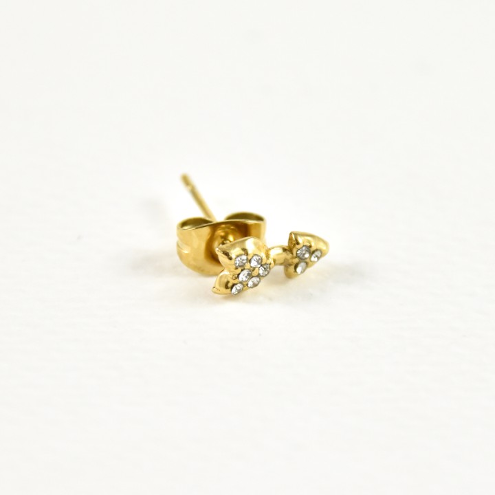 PUCE FLECHE STRASS ACIER INOXYDABLE GOLD PETIT PRIX