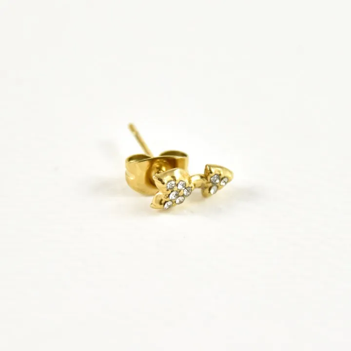 PUCE FLECHE STRASS ACIER INOXYDABLE GOLD PETIT PRIX