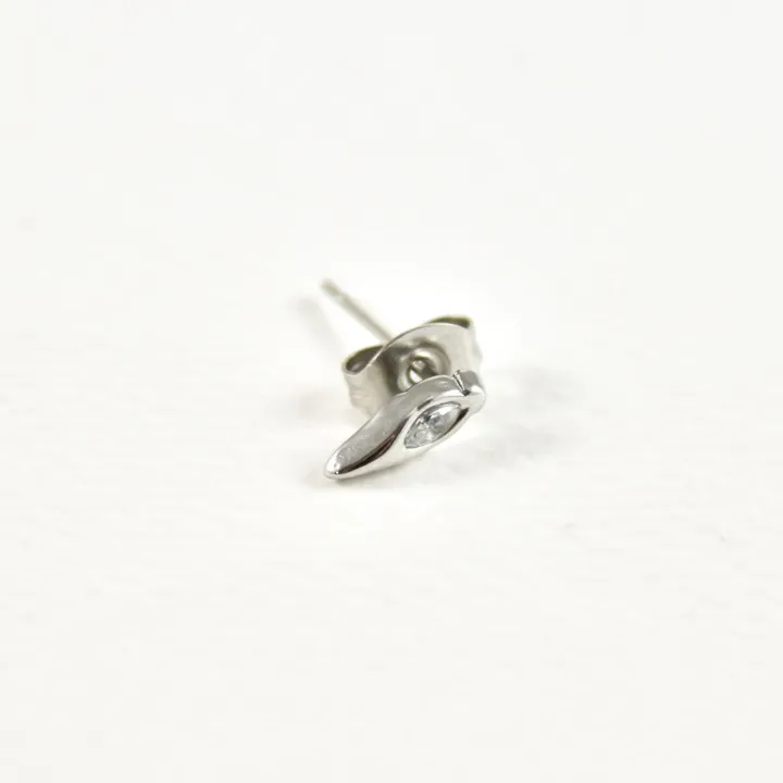 PUCE ALLONGEE OEIL STRASS ACIER INOXYDABLE SILVER PETIT PRIX