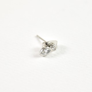 PUCE PETALE STRASS ACIER INOXYDABLE SILVER PETIT PRIX