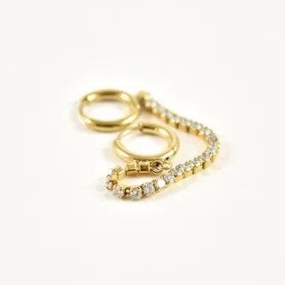 BOUCLE DOUBLE STRASS ACIER INOXYDABLE GOLD PETIT PRIX