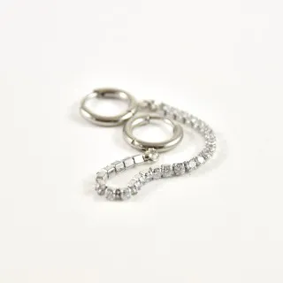 BOUCLE DOUBLE STRASS ACIER INOXYDABLE SILVER PETIT PRIX
