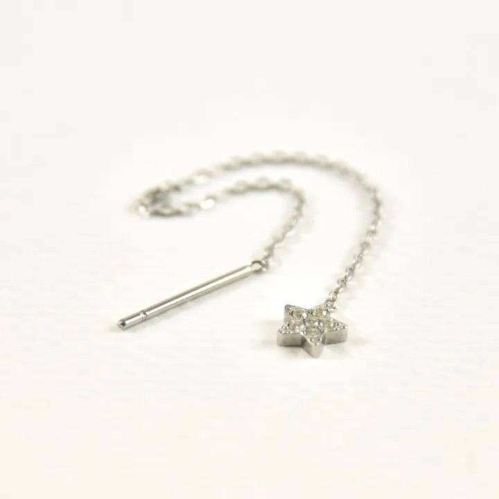 PUCE ETOILE STRASS CHAINE TIGE ACIER INOXYDABLE SILVER PETIT PRIX