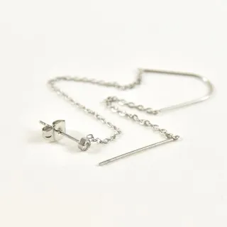 PUCE STRASS CHAINE TIGE ET COUDE ACIER INOXYDABLE SILVER PETIT PRIX