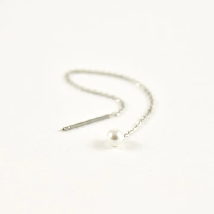 PUCE PERLE NACRE TIGE CHAINETTE ACIER INOXYDABLE SILVER PETIT PRIX