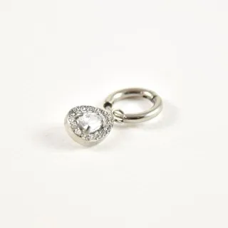 BOUCLE GOUTTE STRASS ACIER INOXYDABLE SILVER PETIT PRIX
