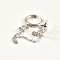 Boucles D'Oreilles Créoles Inox Avec Strass - Noir, Violet, Blanc, Rose, Aqua, Vert