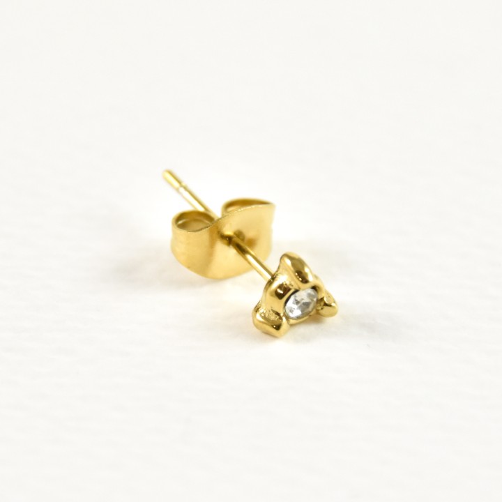 PUCE TRIANGLE STRASS ACIER INOXYDABLE GOLD PETIT PRIX