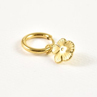 BOUCLE CREOLE FLEUR ACIER INOX GOLD PETIT PRIX