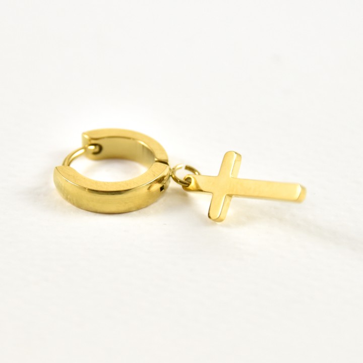 BOUCLE CREOLE CROIX ACIER INOXYDABLE GOLD PETIT PRIX