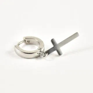 BOUCLE CREOLE CROIX ACIER INOXYDABLE SILVER PETIT PRIX