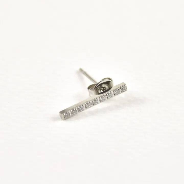 PUCE TIGE STRASS ACIER INOXYDABLE SILVER PETIT PRIX