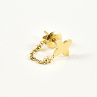 PUCE CHAINETTE TREFLE ACIER INOXYDABLE GOLD PETIT PRIX