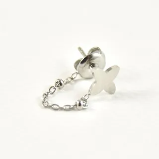 PUCE CHAINETTE TREFLE ACIER INOXYDABLE SILVER PETIT PRIX