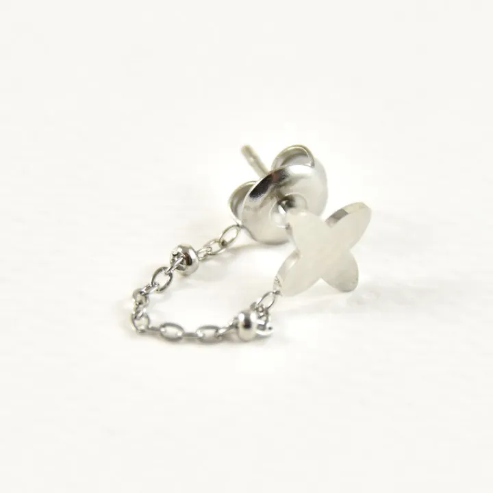 PUCE CHAINETTE TREFLE ACIER INOXYDABLE SILVER PETIT PRIX