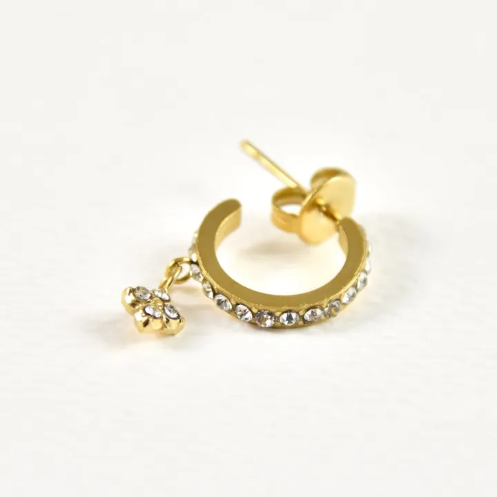 CREOLE STRASS FLEUR STRASS ACIER INOXYDABLE GOLD PETIT PRIX