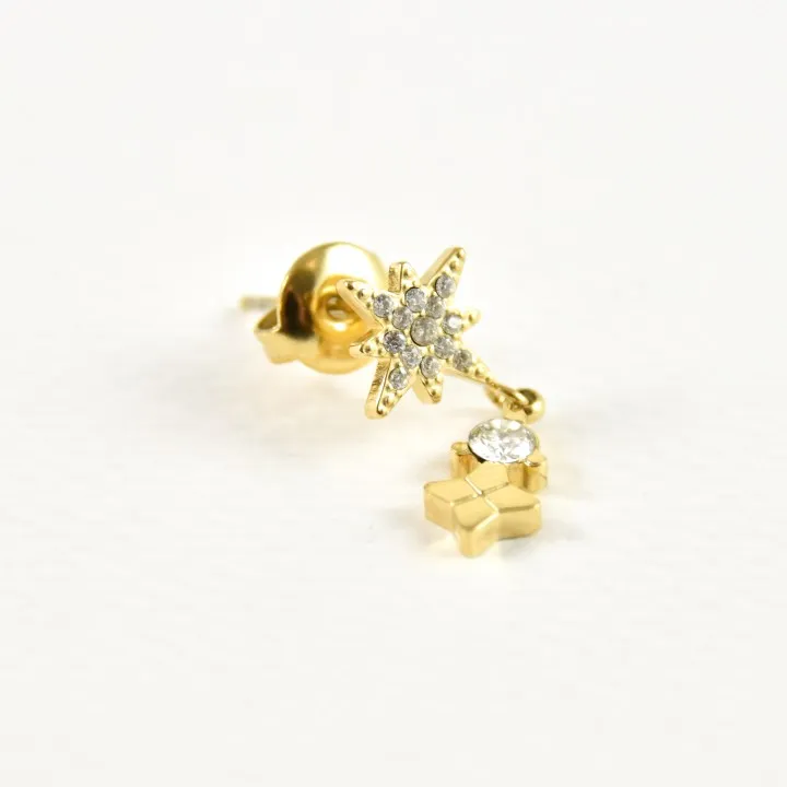 PUCE ETOILE STRASS ETOILE ACIER INOXYDABLE GOLD PETIT PRIX