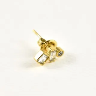 PUCE CARRE ROND RECTANGLE STRASS ACIER INOXYDABLE GOLD PETIT PRIX
