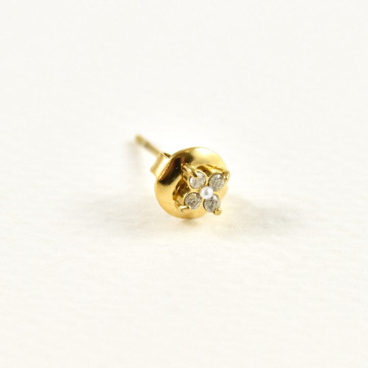 PUCE ETOILE STRASS ACIER INOXYDABLE GOLD PETIT PRIX