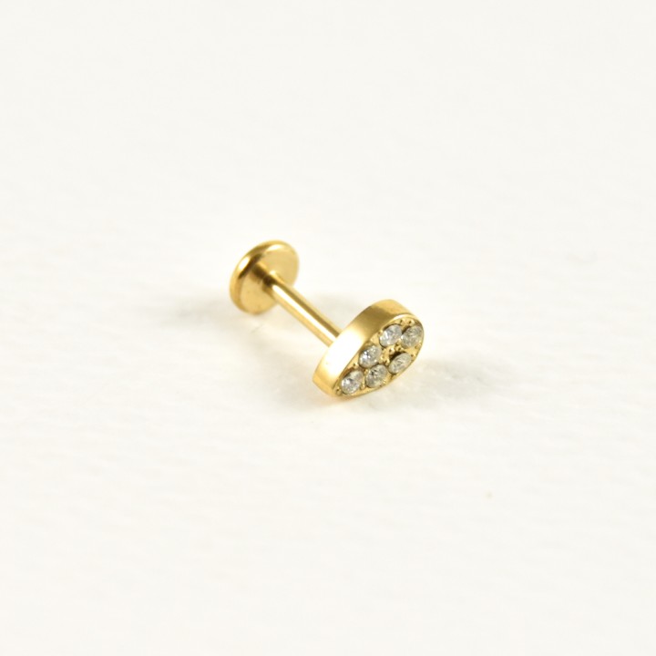 PIERCING GOUTTE SERTIE DE STRASS ACIER INOXYDABLE GOLD PETIT PRIX