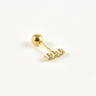 PIERCING LIGNE TROIS STRASS ACIER INOXYDABLE GOLD PETIT PRIX