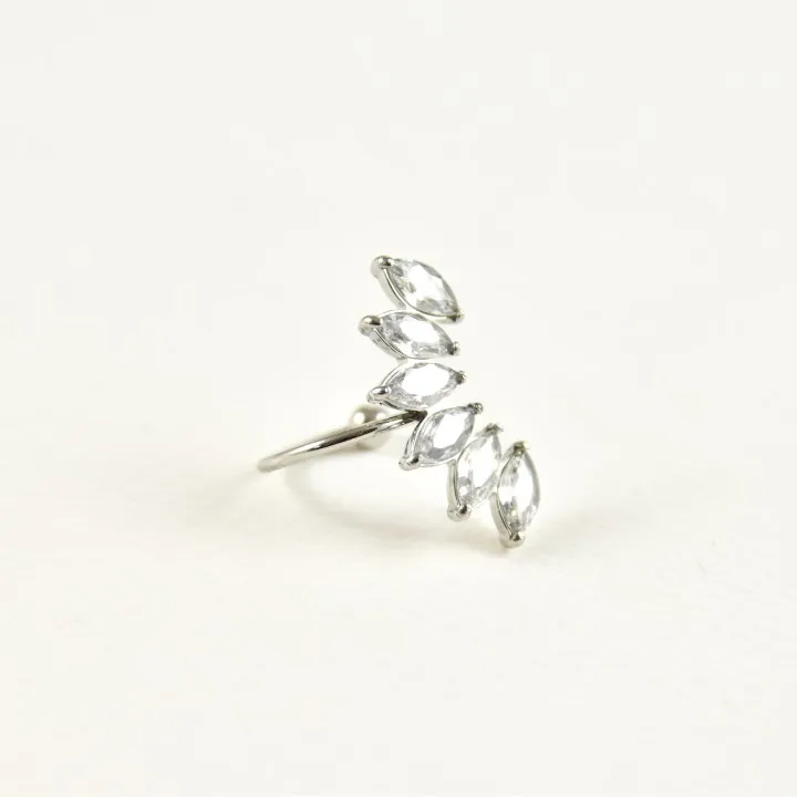 BAGUE D'OREILLE 6  STRASS ACIER INOXYDABLE SILVER PETIT PRIX