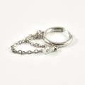 BOUCLE CHAINETTE STRASS ACIER INOXYDABLE SILVER PETIT PRIX