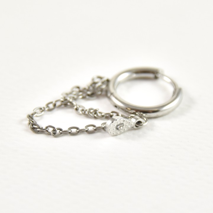BOUCLE CHAINETTE STRASS ACIER INOXYDABLE SILVER PETIT PRIX