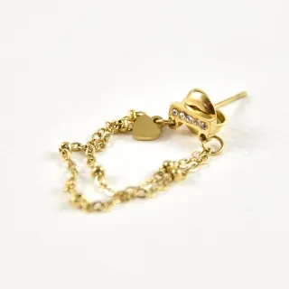 PUCE CHAINETTE COEUR STRASS ACIER INOXYDABLE GOLD PETIT PRIX