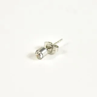 BOUCLE PUCE RONDE STRASS ACIER INOXYDABLE SILVER PETIT PRIX