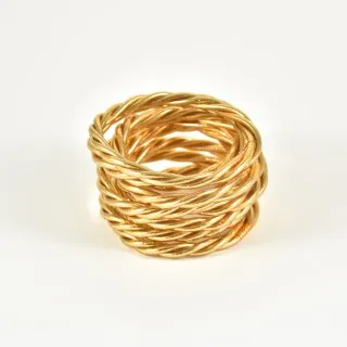 JONC BOUDDHISTE TIBETAIN KUMLAI TORSADE LIGHT GOLD PAS CHER
