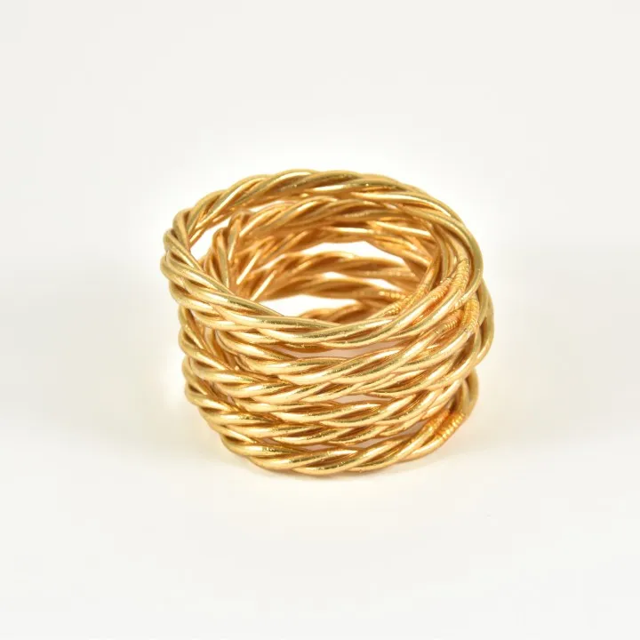 JONC BOUDDHISTE TIBETAIN KUMLAI TORSADE LIGHT GOLD PAS CHER