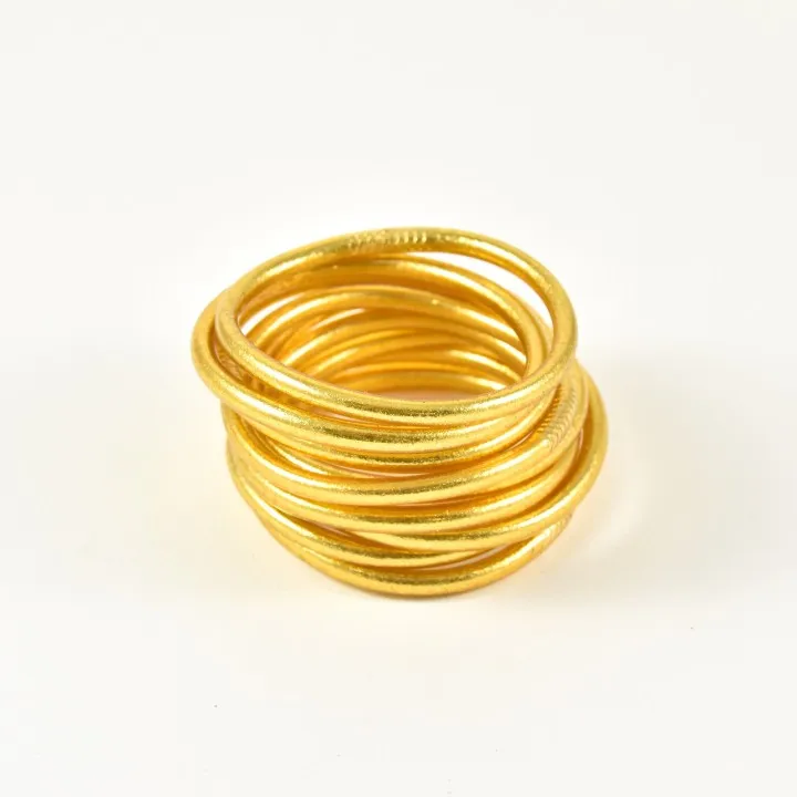 JONC BOUDDHISTE TIBETAIN KUMLAI LIGHT GOLD EPAIS PAS CHER