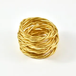 JONC BOUDDHISTE TIBETAIN KUMLAI TORSADE LIGHT GOLD PAS CHER