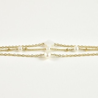 BRACELET PERLES GRIS METALLISE MEDAILLON ACIER INOX GOLD PETIT PRIX