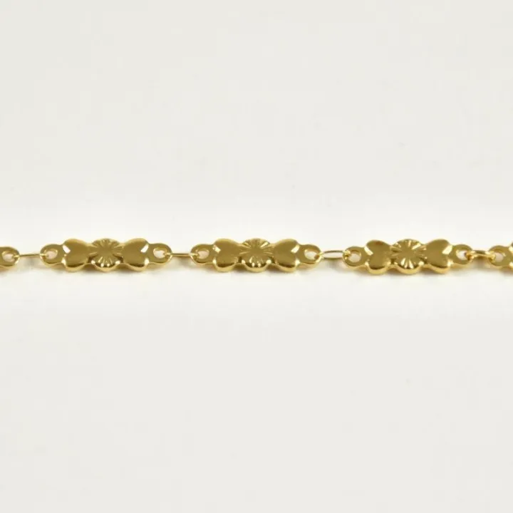 BRACELET MAILLE COEURS ET RONDS ACIER INOXYDABLE GOLD PETIT PRIX
