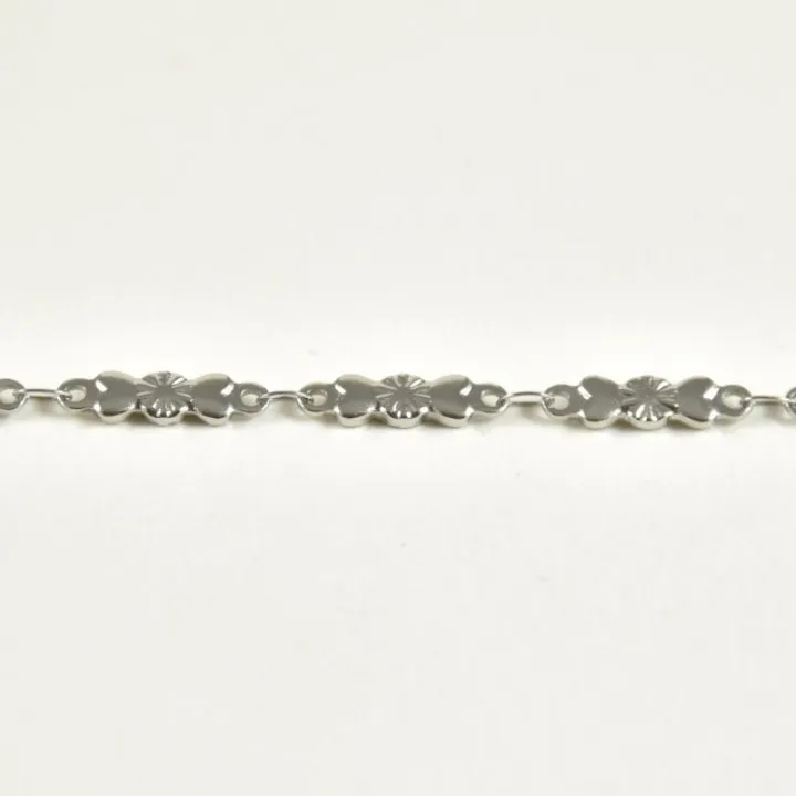 BRACELET MAILLE COEURS ET RONDS ACIER INOXYDABLE SILVER PETIT PRIX