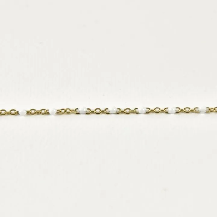 BRACELET PERLES BLANCHES ACIER INOXYDABLE GOLD PETIT PRIX