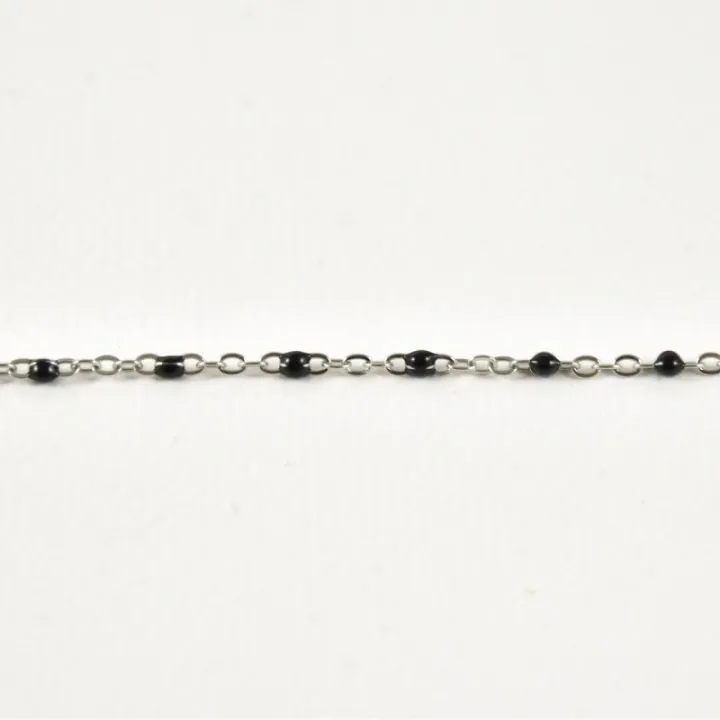 BRACELET PERLES NOIRES ACIER INOXYDABLE SILVER PETIT PRIX