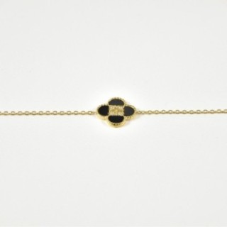 BRACELET PERLES NOIRES ACIER INOXYDABLE GOLD PETIT PRIX