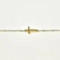 BRACELET PERLES VERTES CROIX ACIER INOXYDABLE GOLD PETIT PRIX