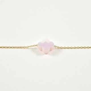 BRACELET TREFLE ROSE PALE ACIER INOXYDABLE GOLD PETIT PRIX