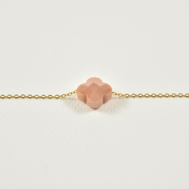 BRACELET TREFLE OCRE ACIER INOXYDABLE GOLD PETIT PRIX
